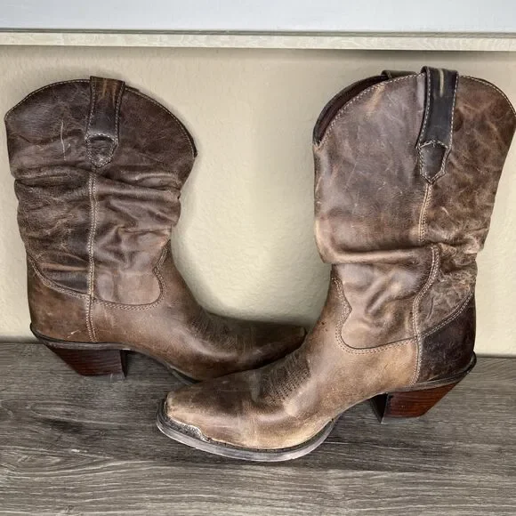 Durango Crush Women Brown Leather Slouch Western Boots 8.5M Distressed RD3494 - Picture 7 of 12